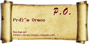 Prém Ormos névjegykártya